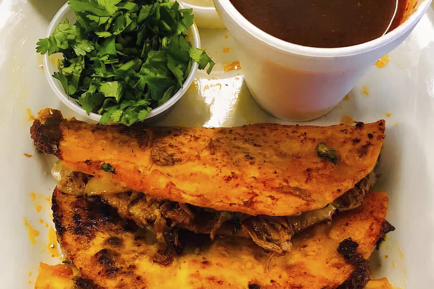 Quesabirria Plate of two tasty quesabirrias